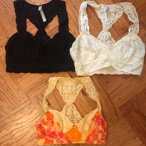 Set of 3 free people bralettes - size small